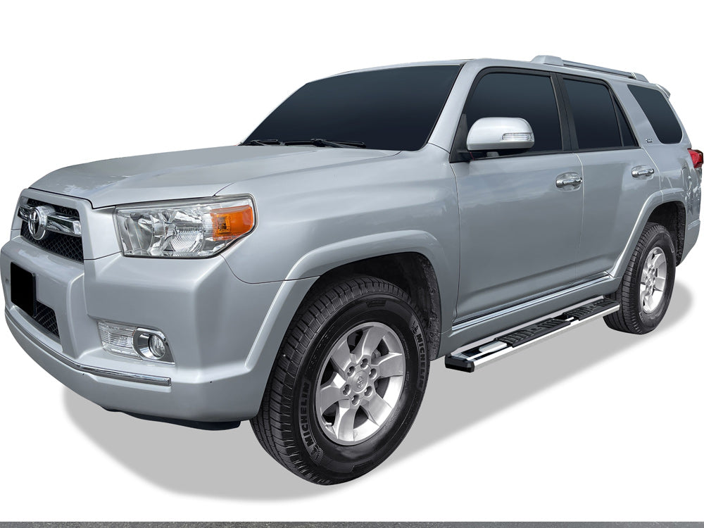 Stainless Steel + PE Step Area Both Sides Running Board-S Series 2010-2013 Toyota 4Runner SR5\ 2010-2024 Toyota 4Runner Limited\ 2019-2024 Toyota 4Runner Nightshade Edition\(Only fit Models with Lower Rocker Panel Extensions) WB20SBC0S