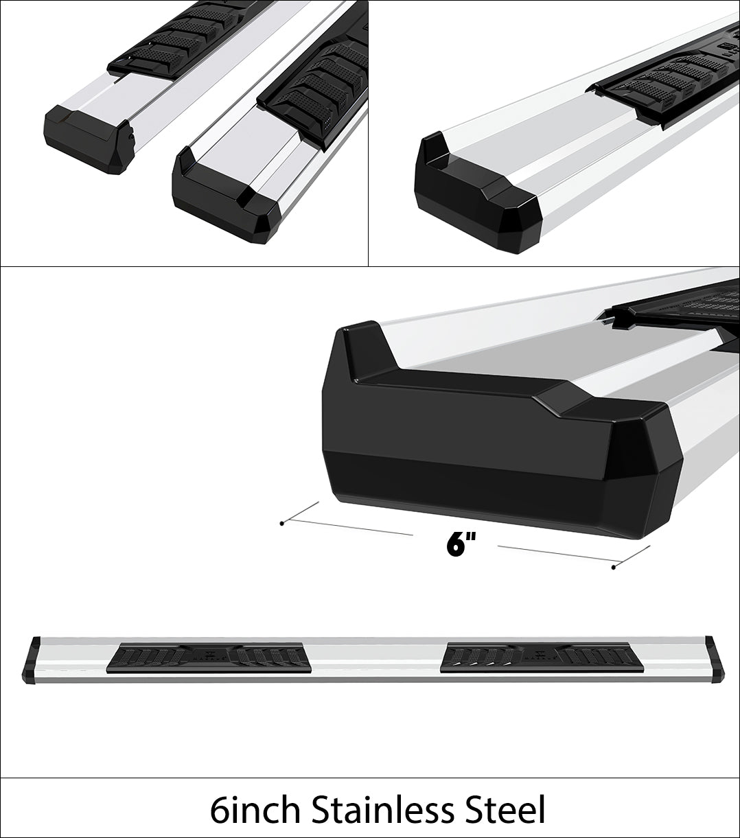 Stainless Steel + PE Step Area Both Sides Running Board-S Series 2005-2023 Toyota Tacoma Extended/Access Cab WB20SJE6S