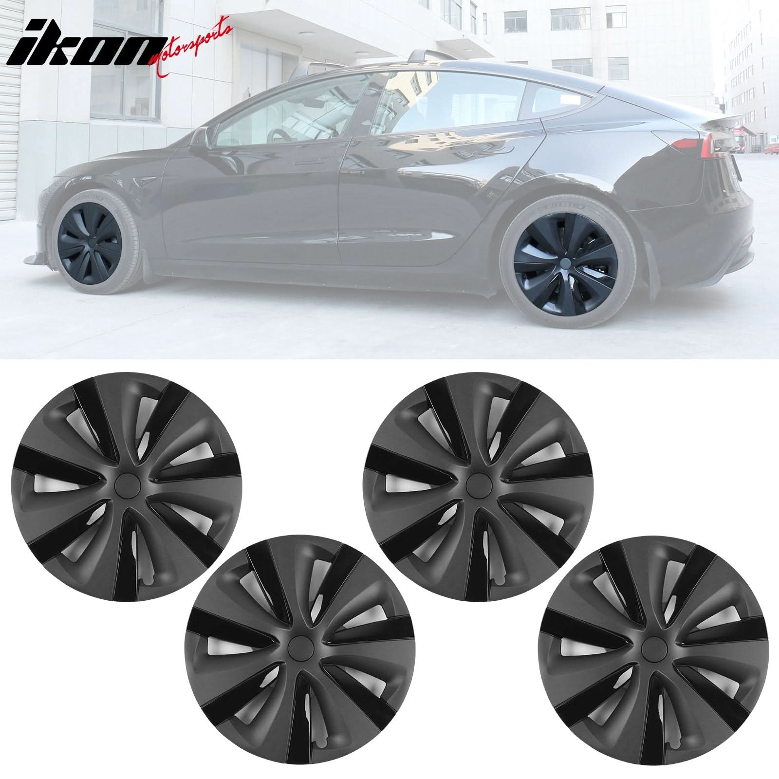 2024-2025 Tesla Model 3 18'' S Style Wheel Covers Gunmetal&Gloss