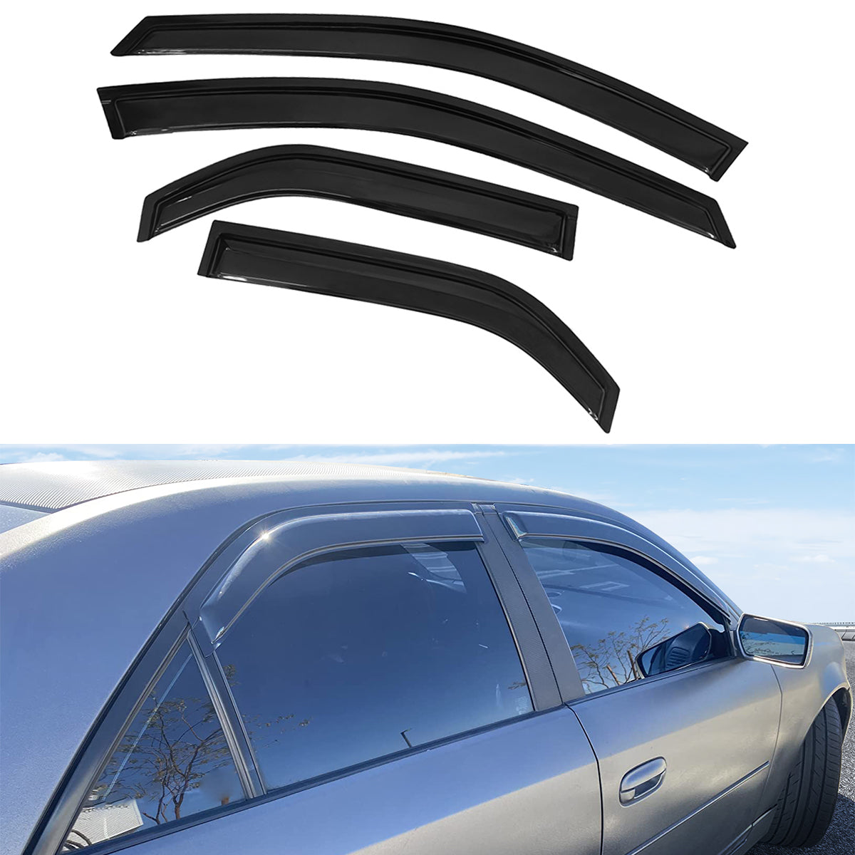 Visor Windows for Cadillac CTS 2003-2007 4Pc Set Acrylic