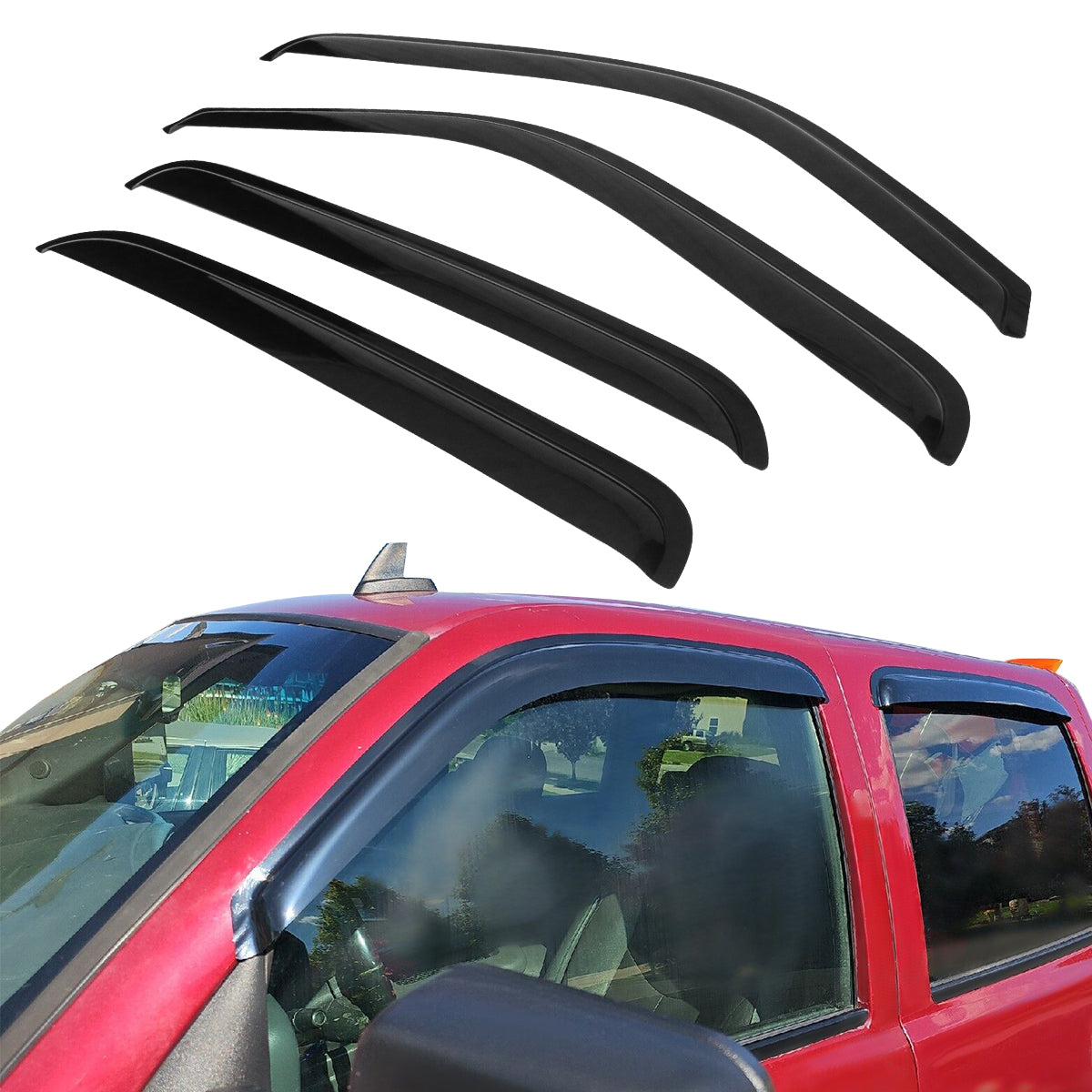 Visor Window for Chevy Silverado Crew 2001-2006 Slim Smoke Tinted Acrylic