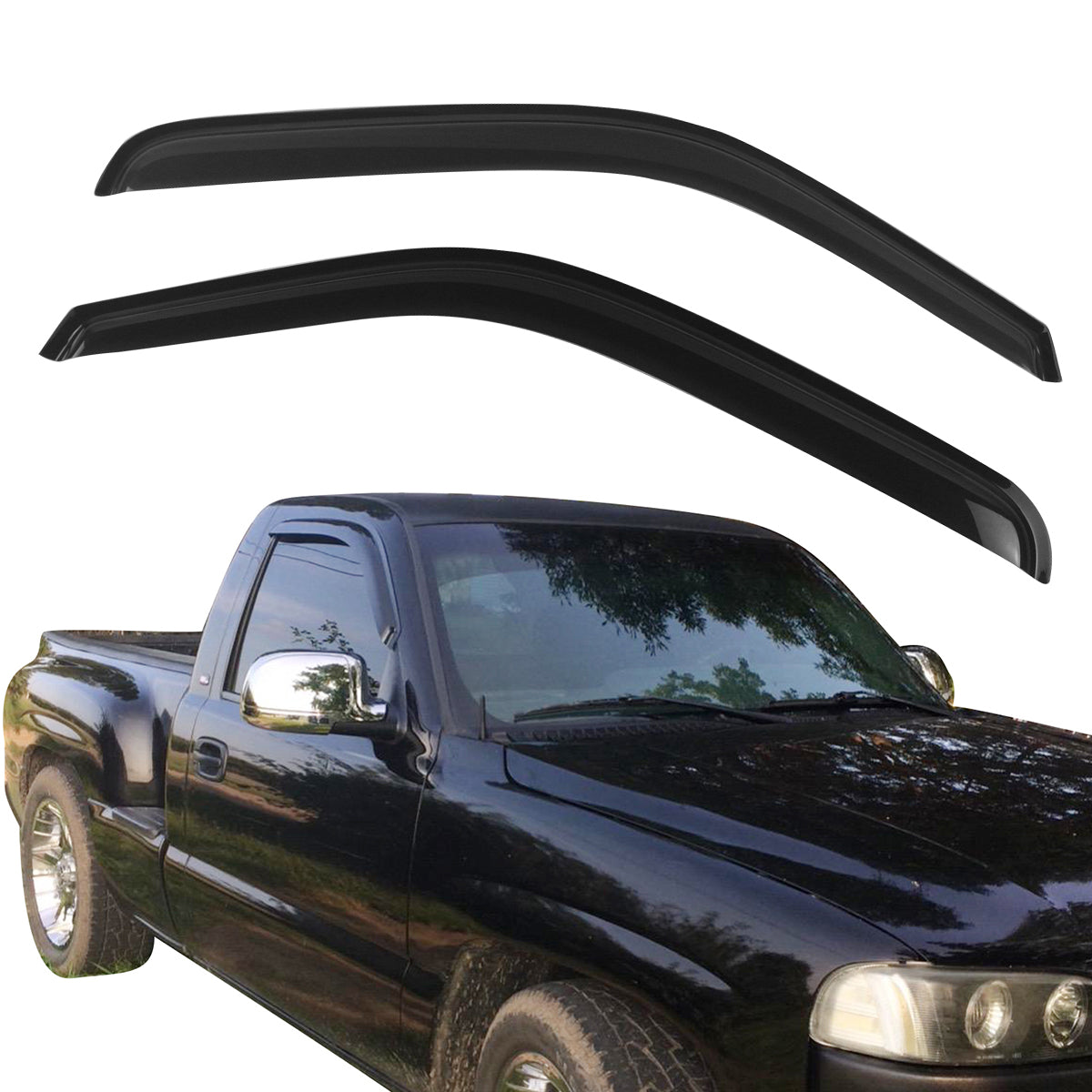 Window Visors for GMC Sierra 1999-2007 Slim Style Smoke Tinted Acrylic 2PC