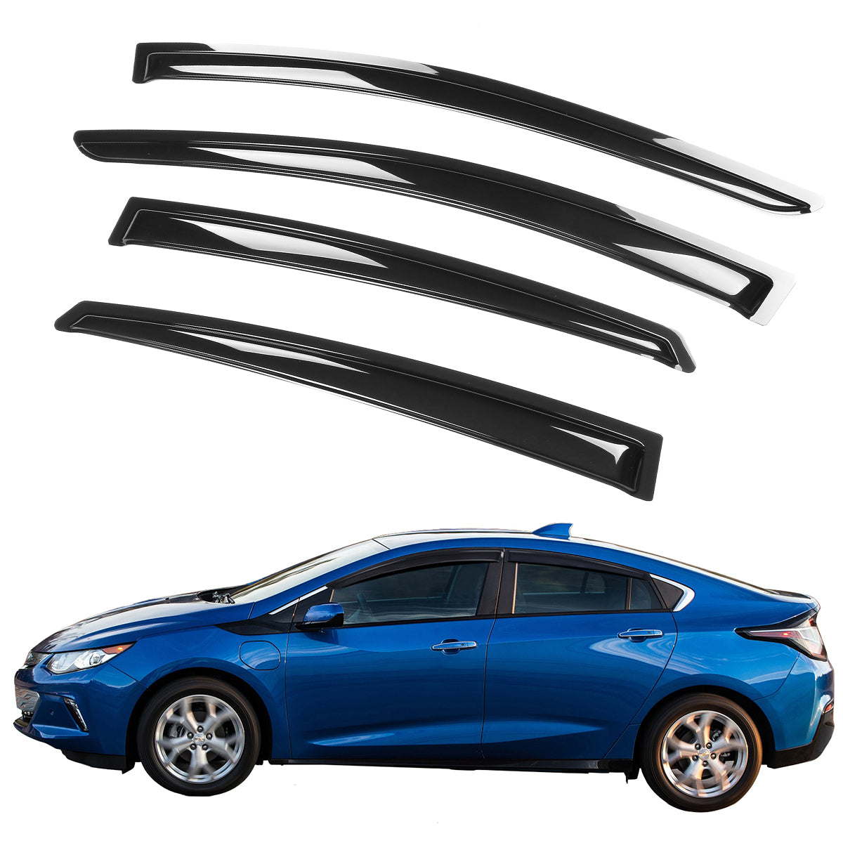 Window Visors Rain Deflectors for Chevrolet Volt 2016-2019 Smoke 4PCS