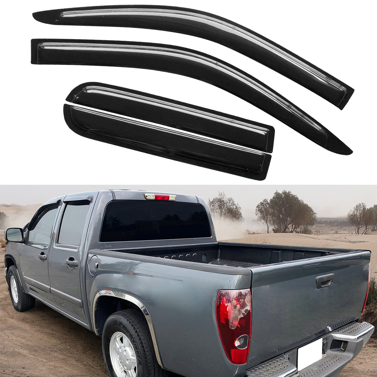 Visor Windows for GMC Canyon Crew Cab 2004-2012 4Pc Set Acrylic