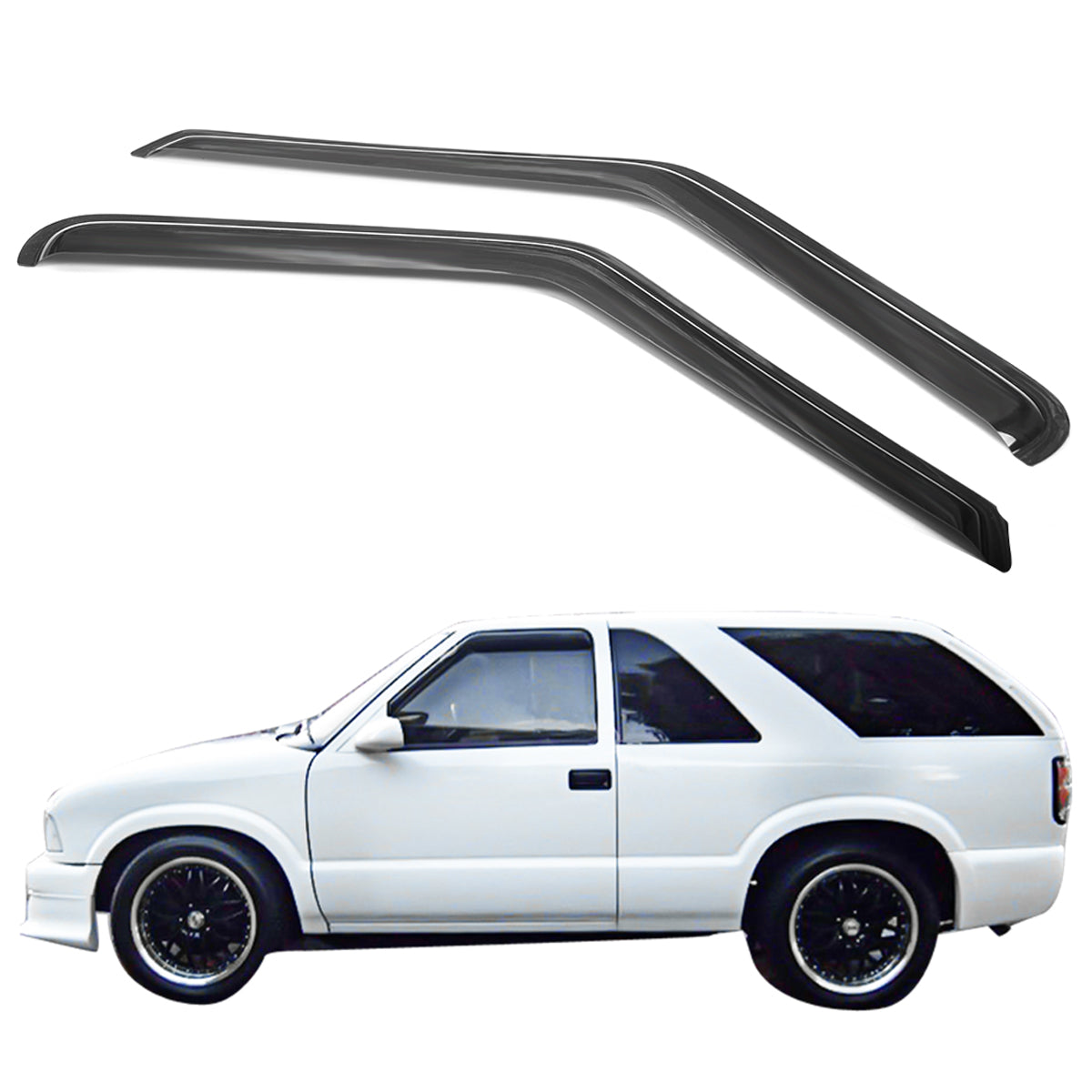 Window Visors for Chevrolet S10 1994-2003 Black Slim Style Acrylic