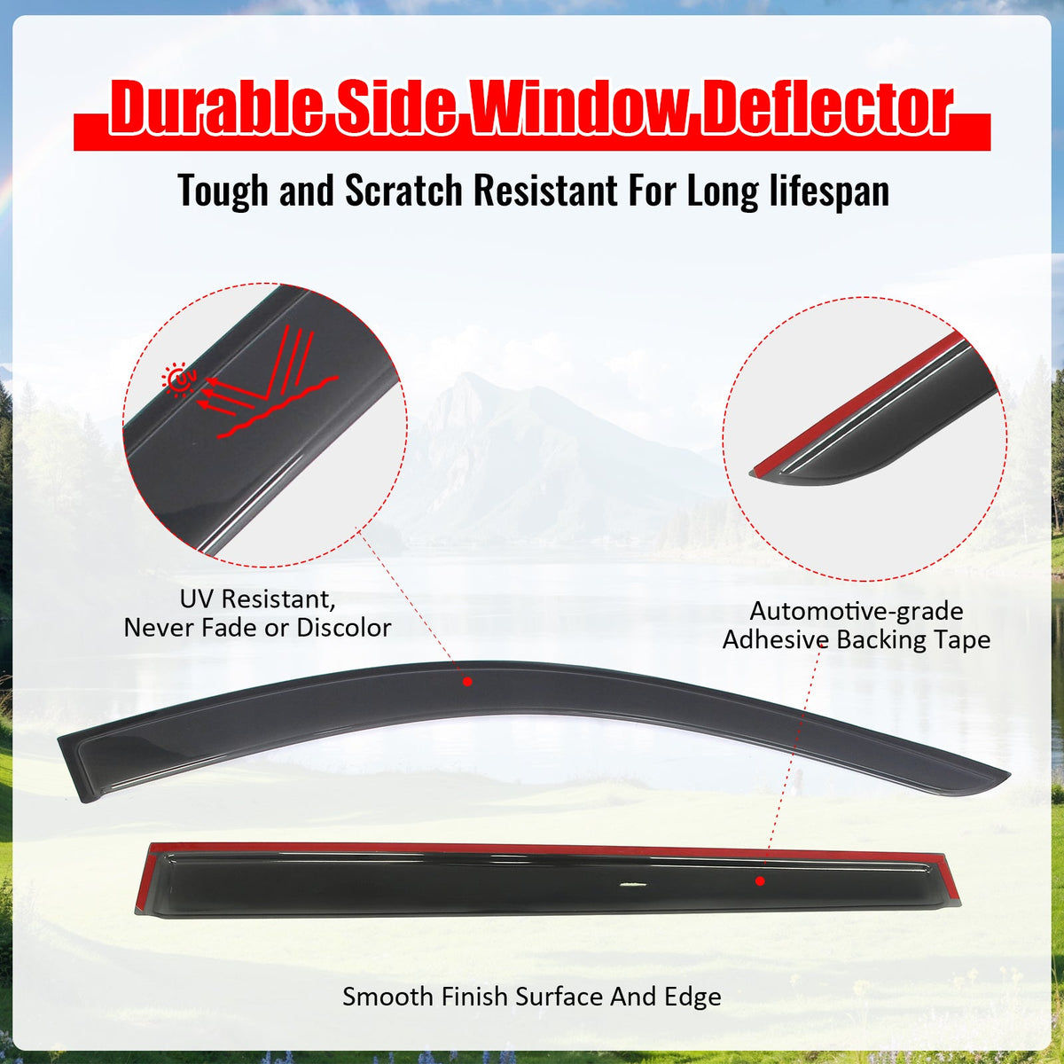 2024-2026 Chevrolet Traverse (Will Not Fit Traverse Limited) Tape-on Window Visors Sun Shades Vent Rain Guards Deflectors Acrylic Smoke/Tinted 4PCS