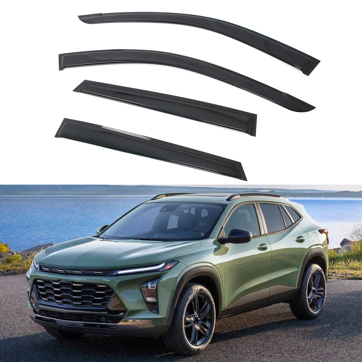 Window Visors Vent Rain Sun Guards for Chevy Trax 2024-2026 Smoke Acrylic