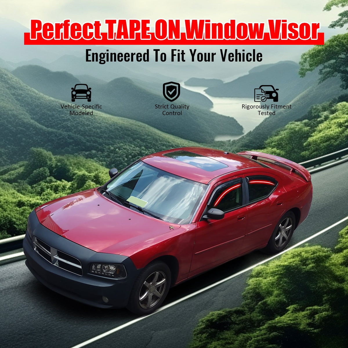 2006–2010 Dodge Charger (RWD) 3D Molded Floor Mat Carpet TPE + Window Visors