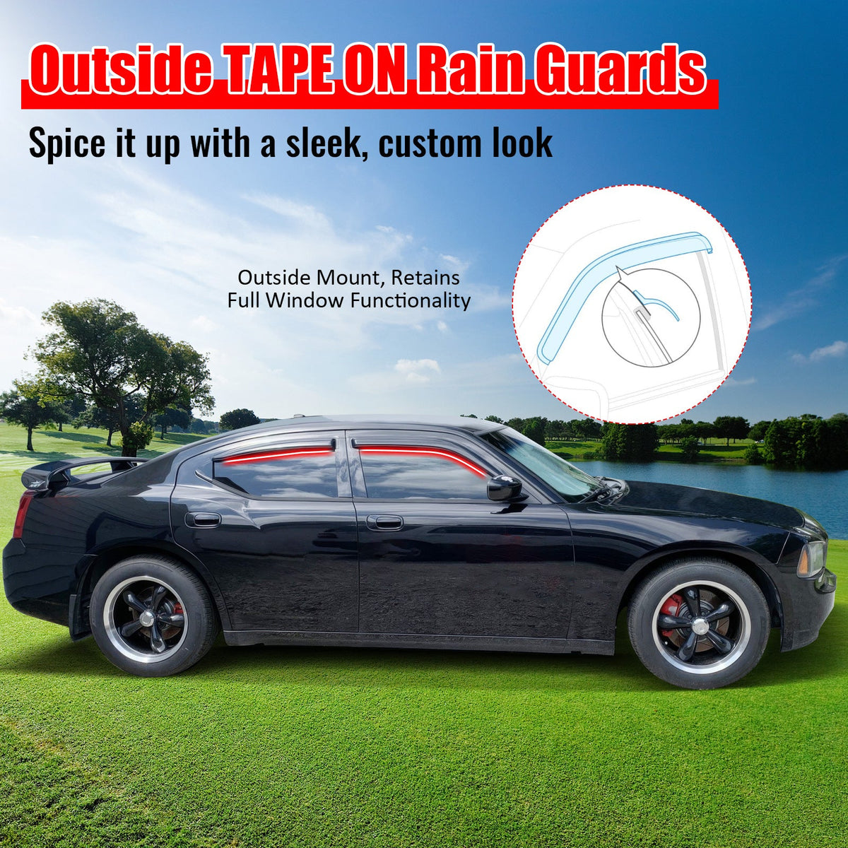 2006–2010 Dodge Charger (RWD) 3D Molded Floor Mat Carpet TPE + Window Visors