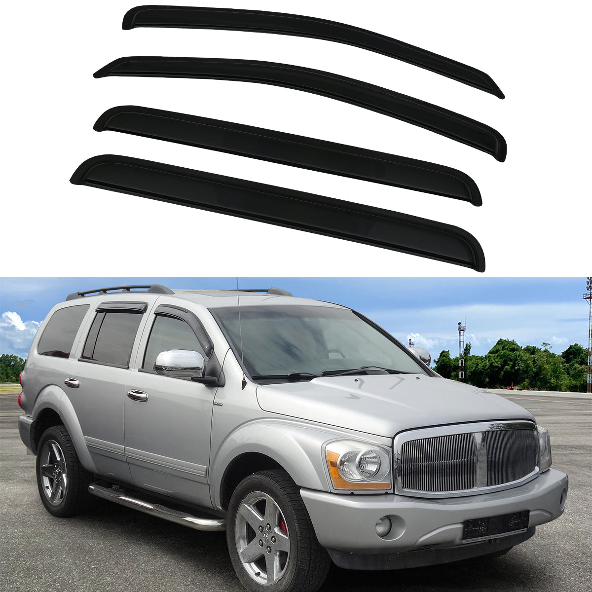 Window Visors for Dodge Durango 2004-2010 Slim Style Smoke Tinted Acrylic