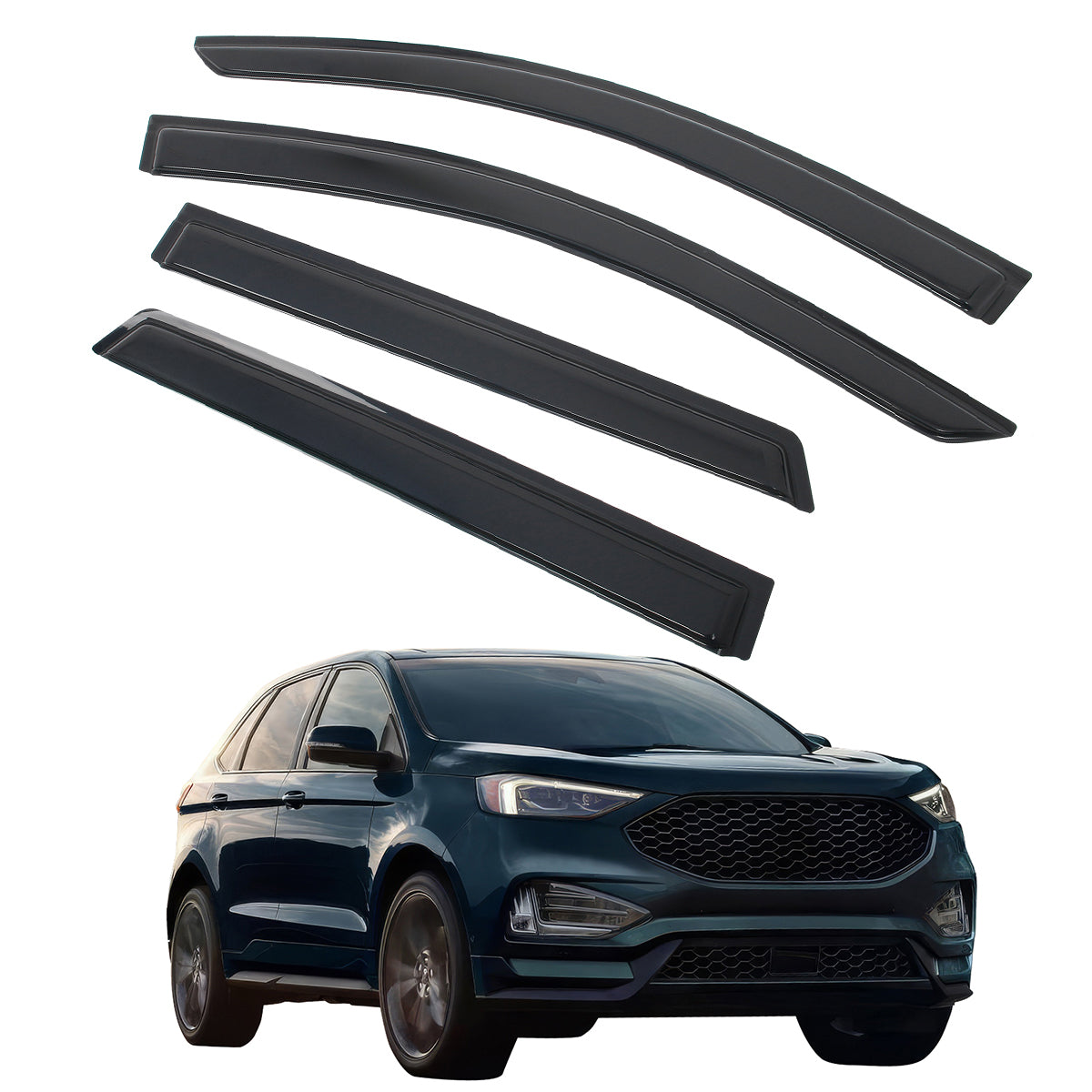 Window Visors for Ford Edge 2015-2024 Smoke Vent Rain Sun Guards Acrylic