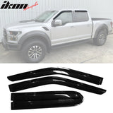 2015-2024 Ford F-Series Crew Cab Slim Style Window Visors Acrylic