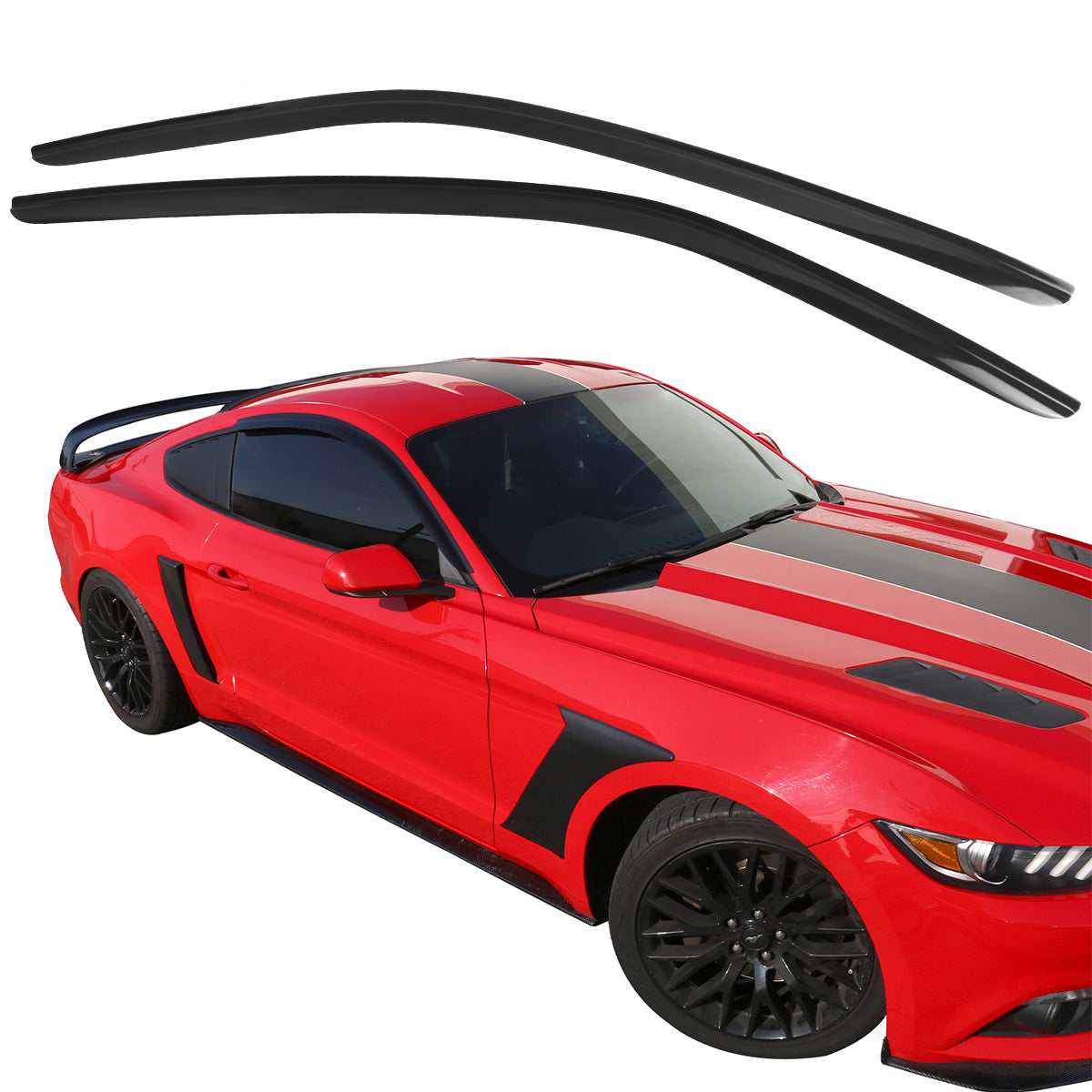 2015-2024 Ford Mustang Coupe Window Visors Slim Smoke Tinted  Acrylic