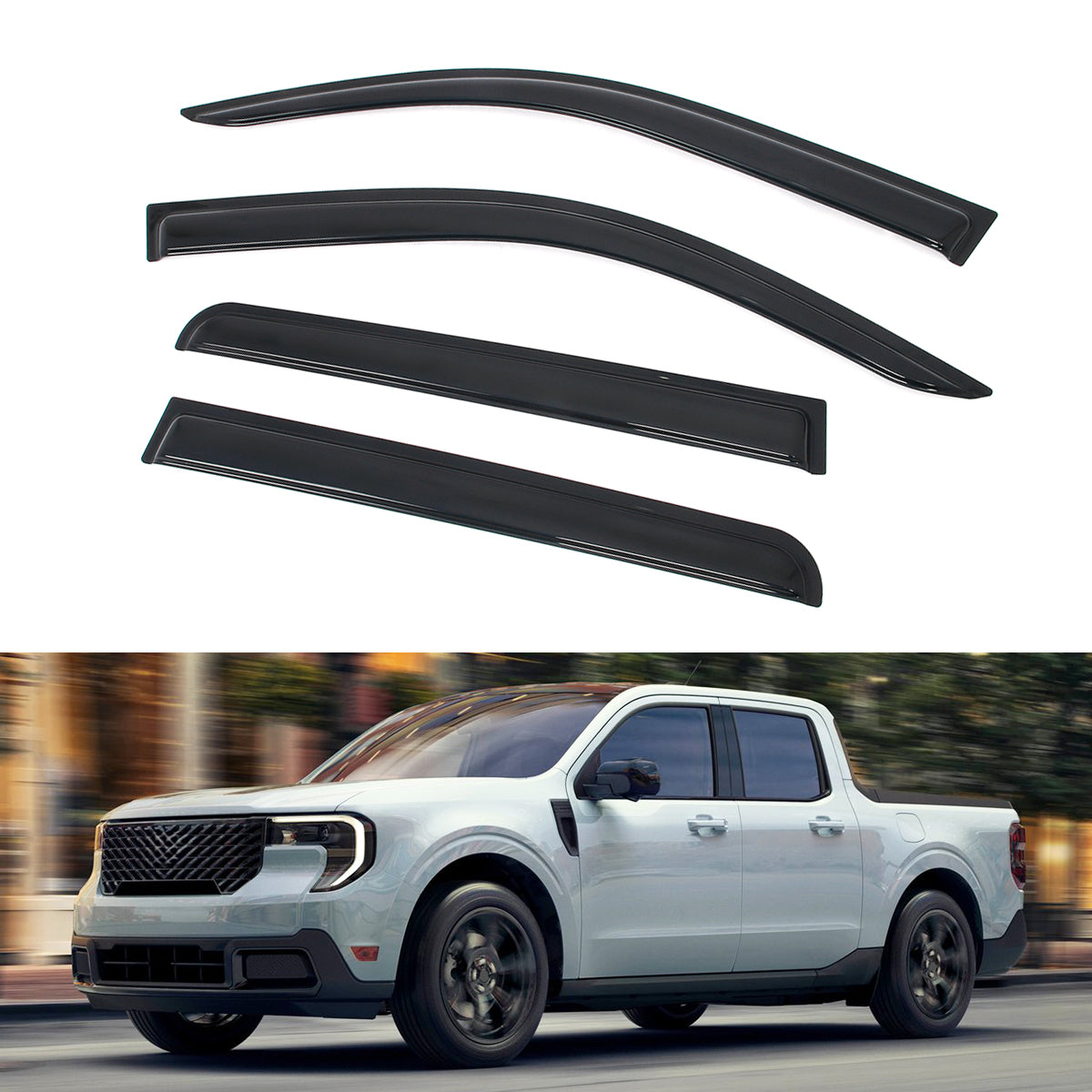 Window Visor for Ford Maverick 2022-2026 Slim Style Smoke Acrylic 4PCS