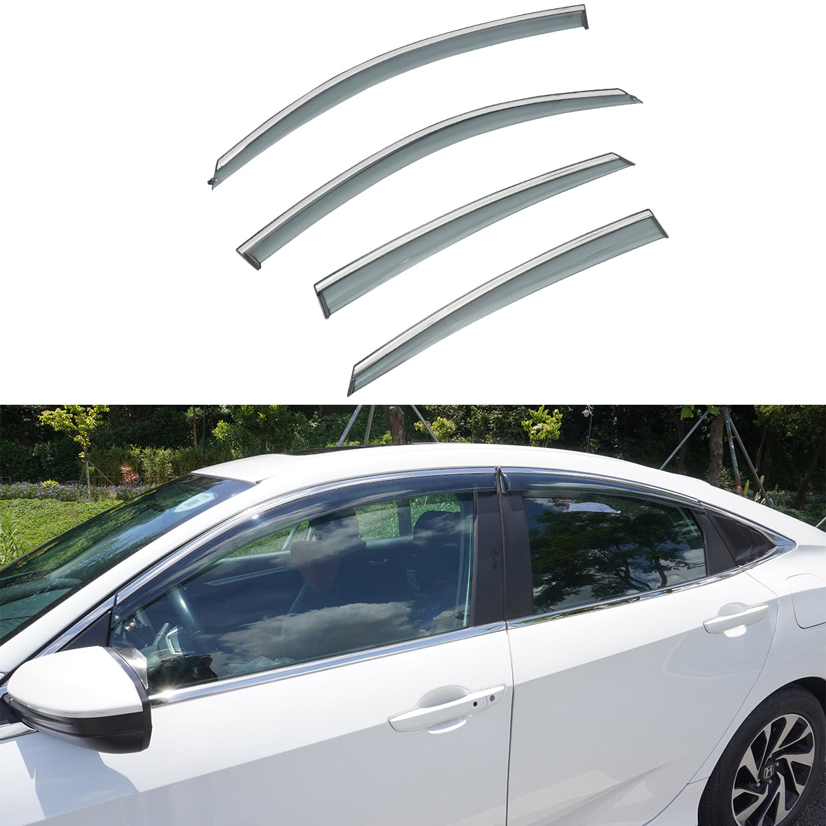 2016-2021 Honda Civic 4Dr Sedan 10th Generation Tape On Window Visor