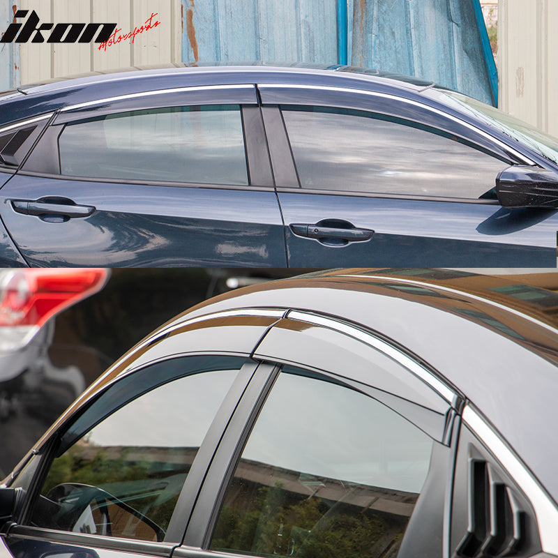 2016-2021 Honda Civic 4Dr Sedan 10th Generation Tape On Window Visor