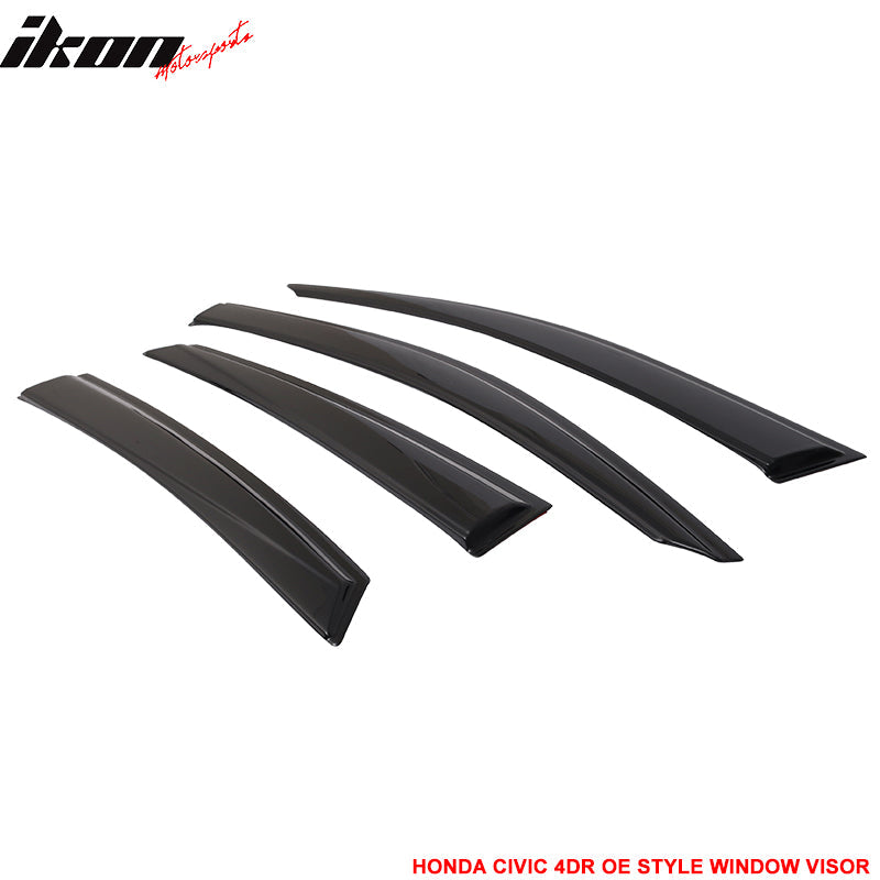 Fits 16-21 Civic X 10th Gen Sedan Roof Spoiler OE Window Visor ABS