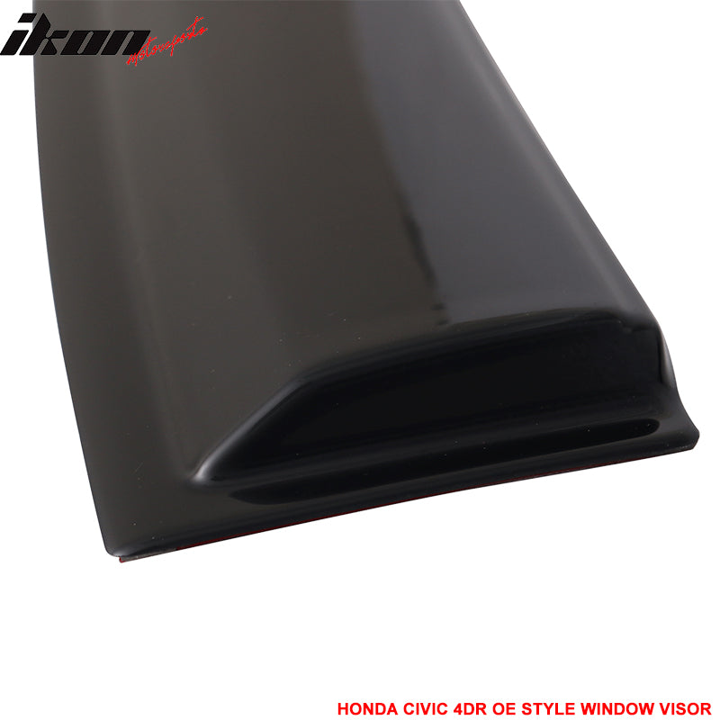 Fits 16-21 Civic X 10th Gen Sedan Roof Spoiler OE Window Visor ABS