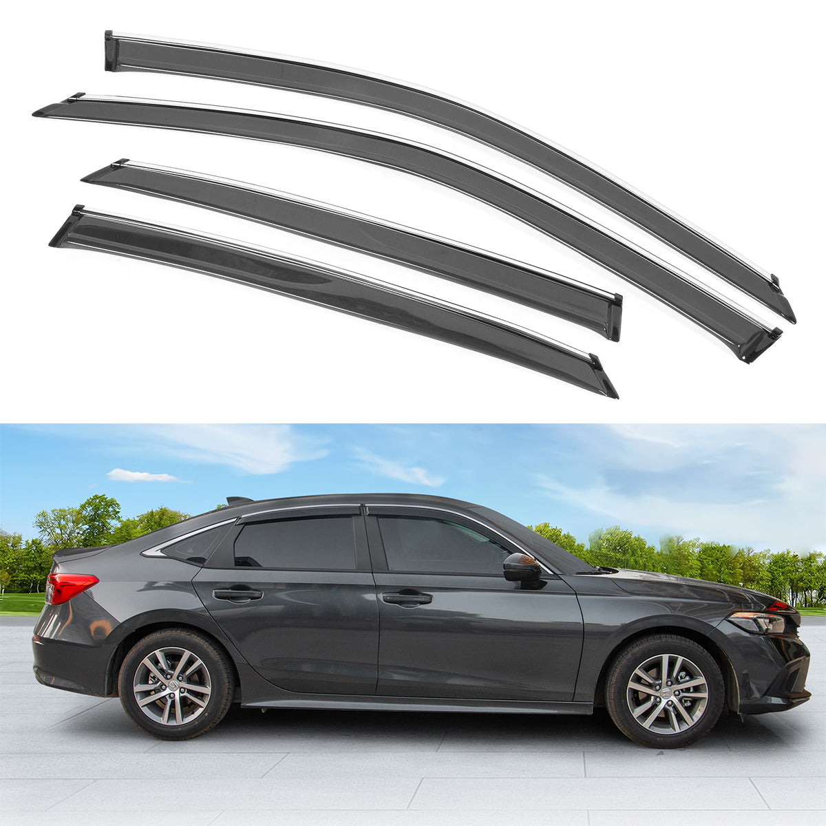 2022-2023 Honda Civic Sedan 4-Door Acrylic 4PC Tape On Window Visors