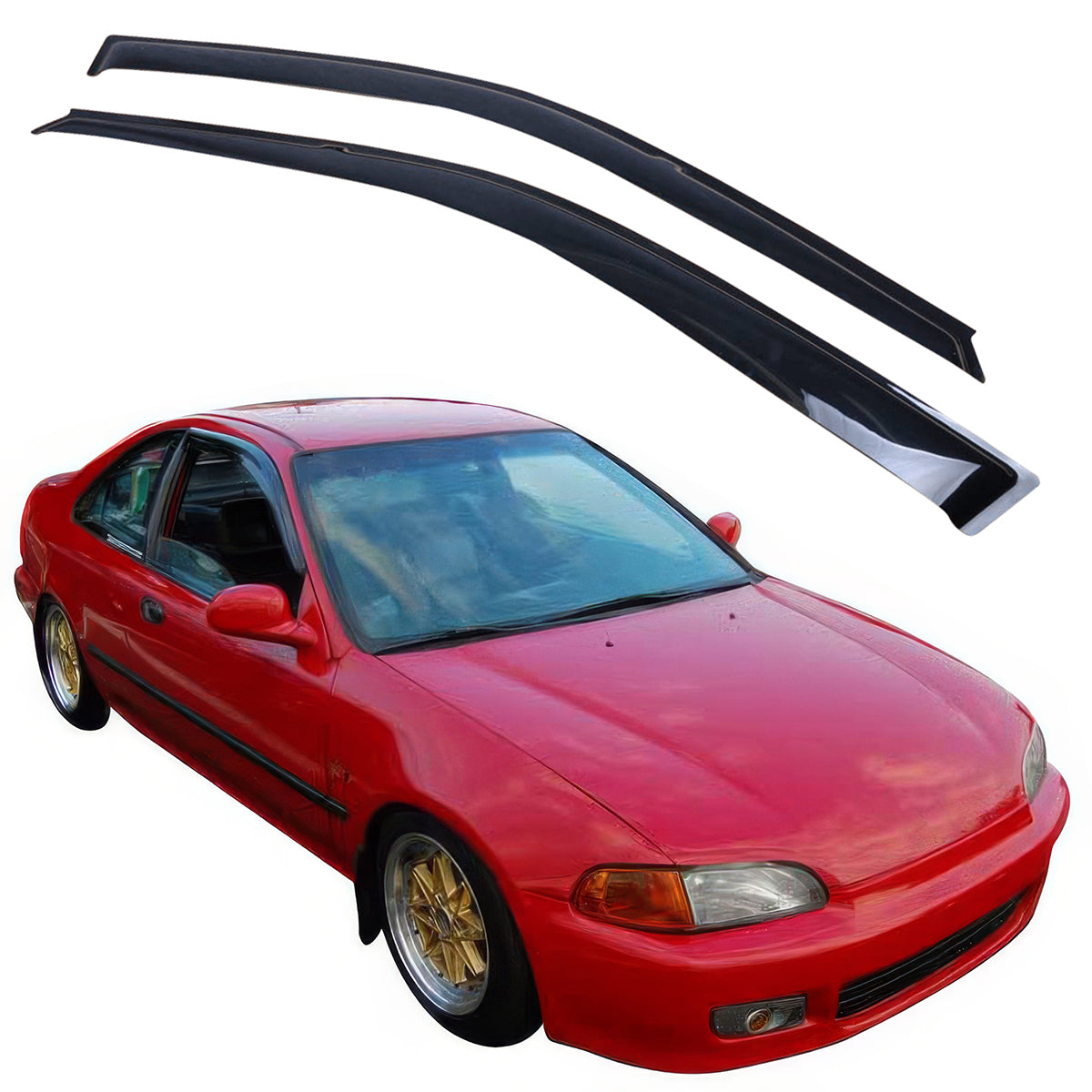 1992-1995 Honda Civic Coupe Hatchback Slim Smoke Window Visors Acrylic