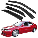 1992-1995 Honda Civic Sedan Tape On Smoke Tinted Window Visors Acrylic