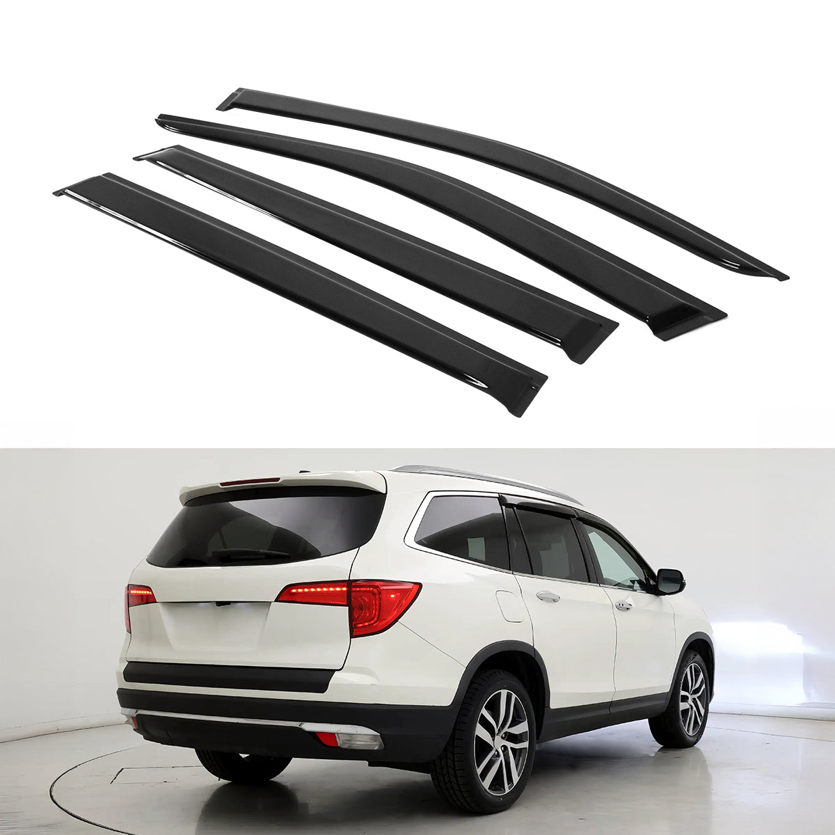 Window Visors for Honda Pilot 4DR 2016-2022 Slim Style Black Acrylic 4PCS