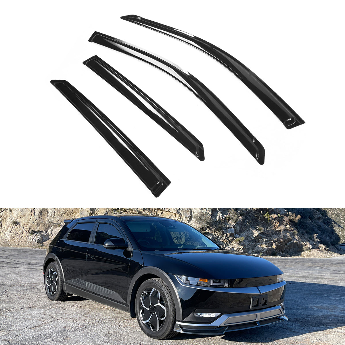 2022-2025 Hyundai Ioniq 5 Slim Style Black Window Visors Acrylic 4PCS