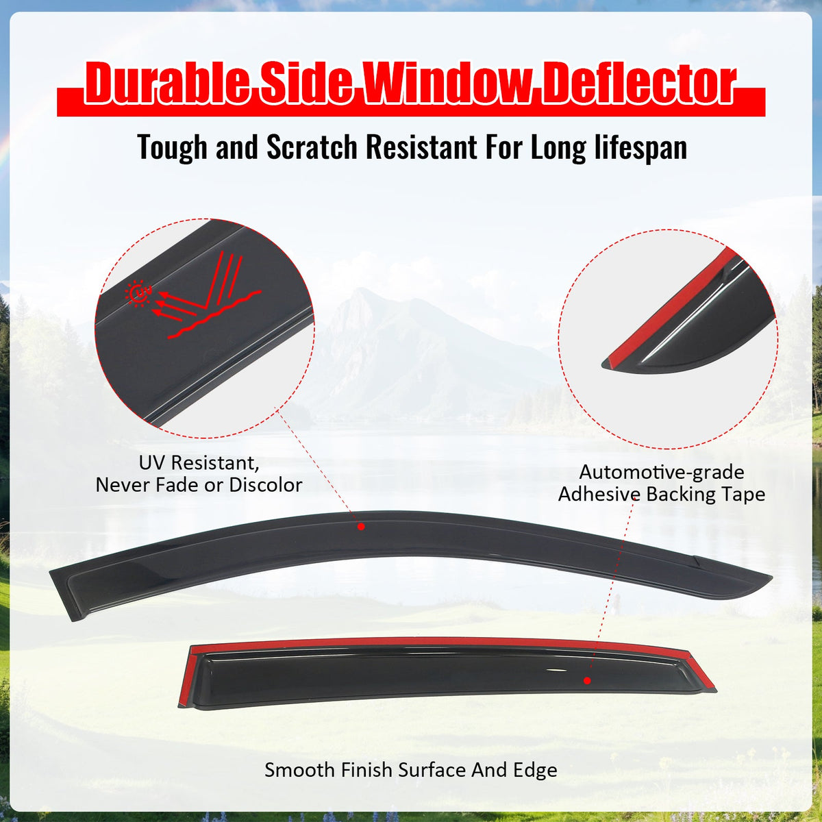 2018-2023 Hyundai Kona Tape-on Window Visors Sun Shades Vent Rain Guards Deflectors Acrylic Smoke/Tinted 4PCS