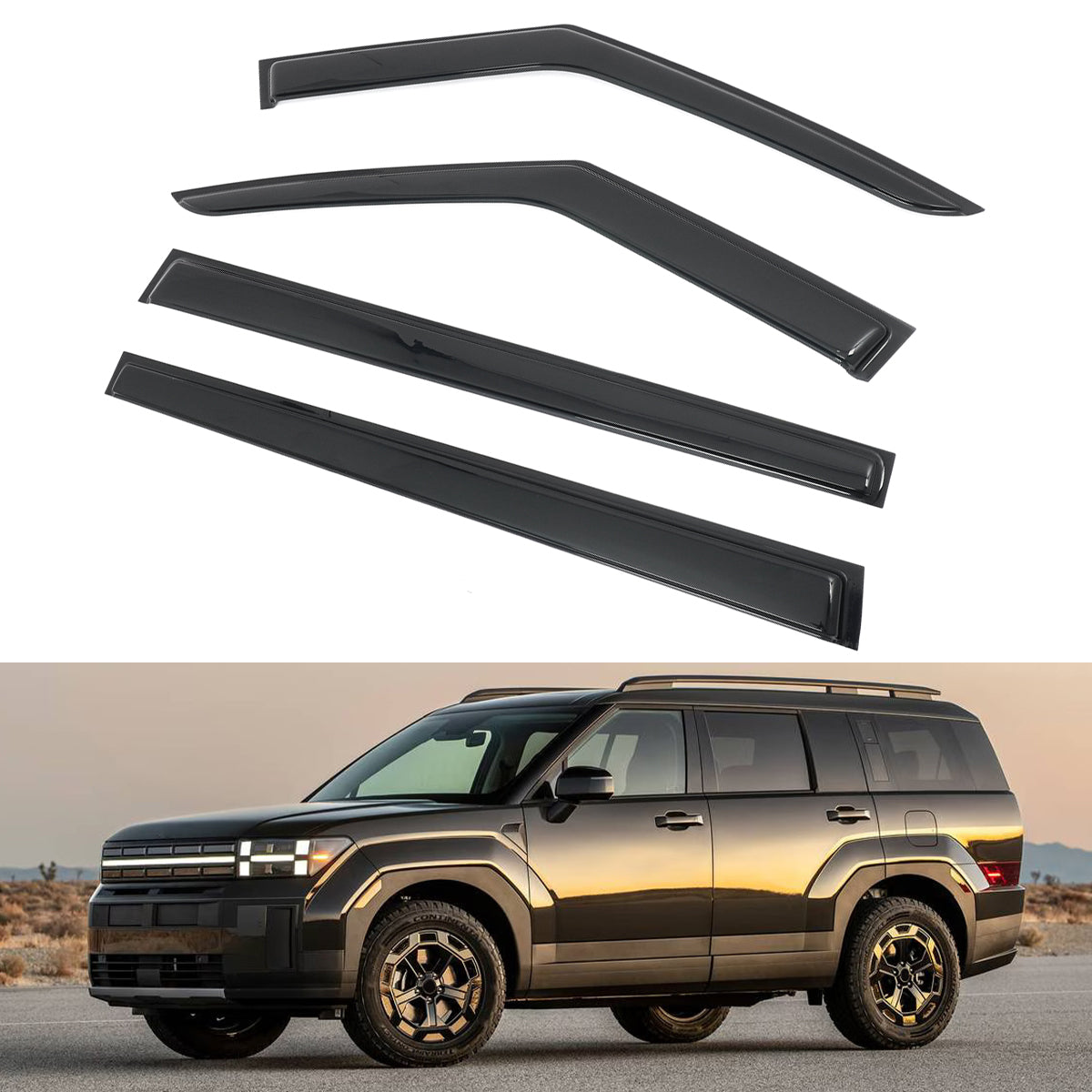 Window Visors Vent Rain Guard for Hyundai Santa Fe 2024-2026 Smoke Acrylic