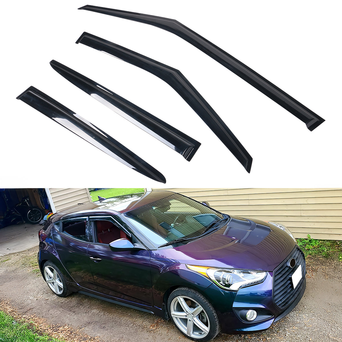 Window Visors Set for Hyundai Veloster 2011-2018 Acrylic