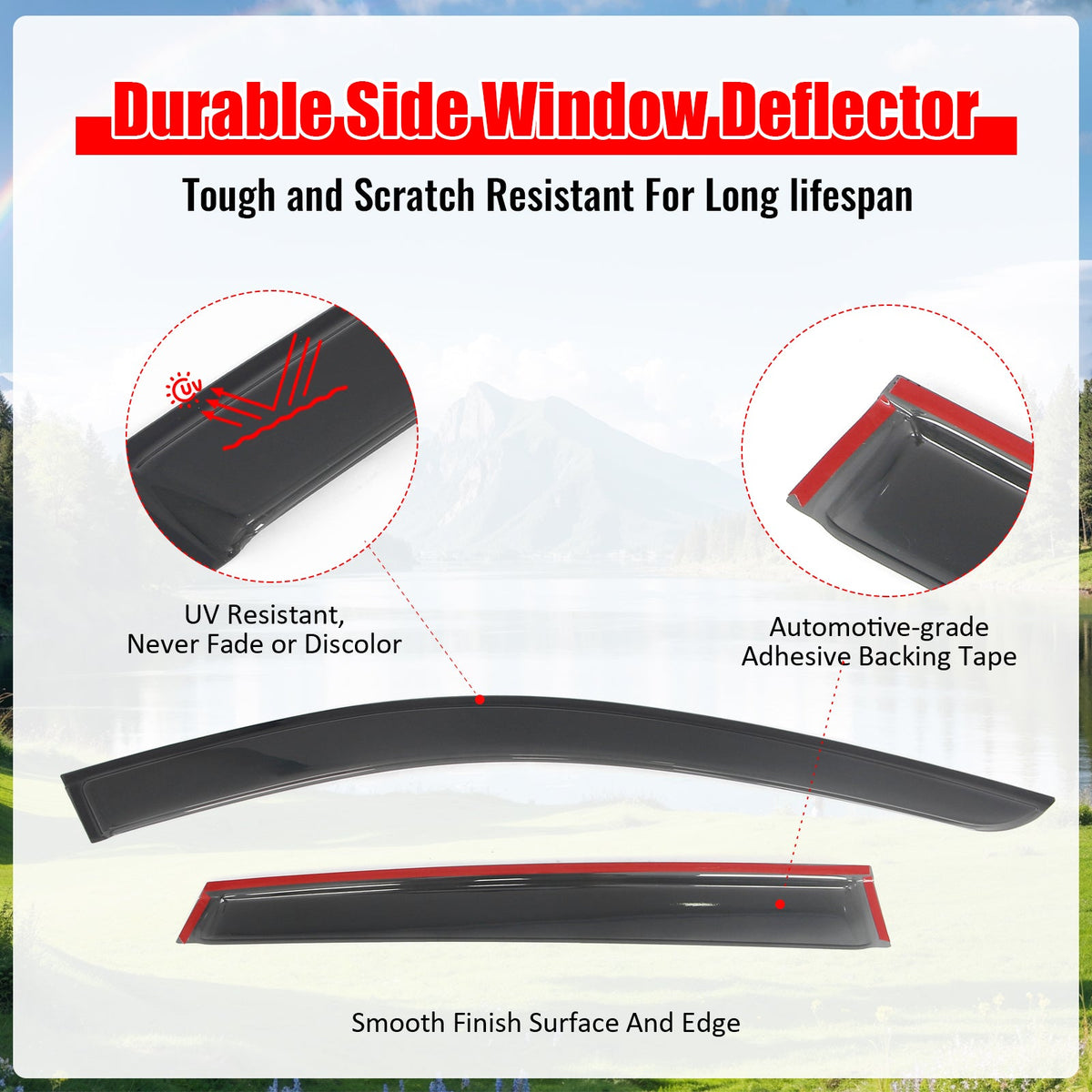 2019-2025 INFINITI QX50 Tape-on Window Visors Sun Shades Vent Rain Guards Deflectors Acrylic Smoke/Tinted 4PCS