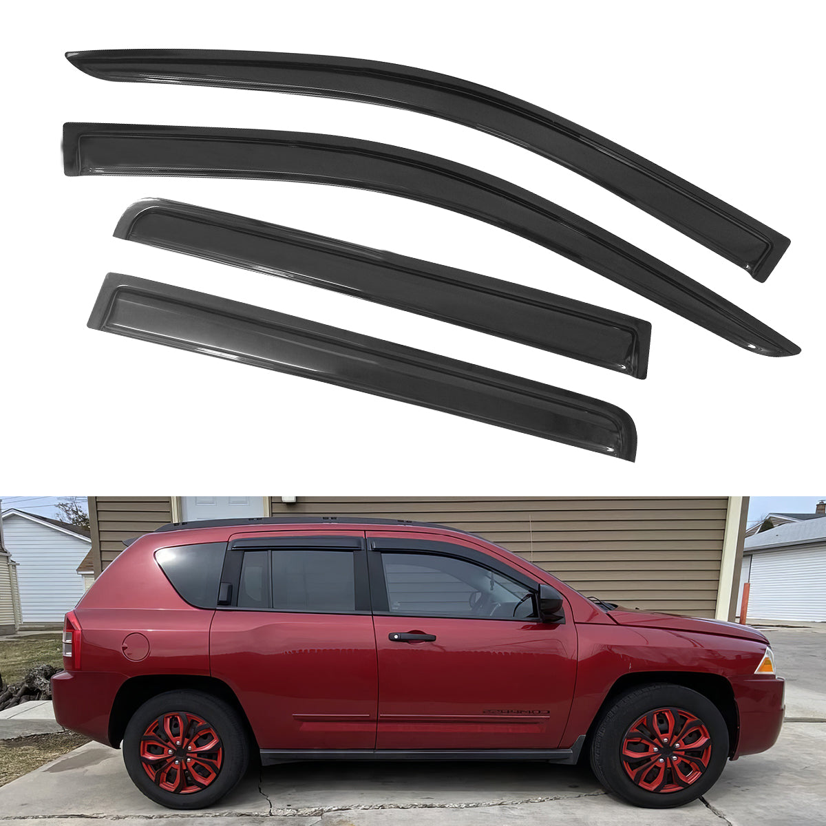 2007-2017 Jeep Compass Side Visor Window Sun Vent Rain Guards Acrylic
