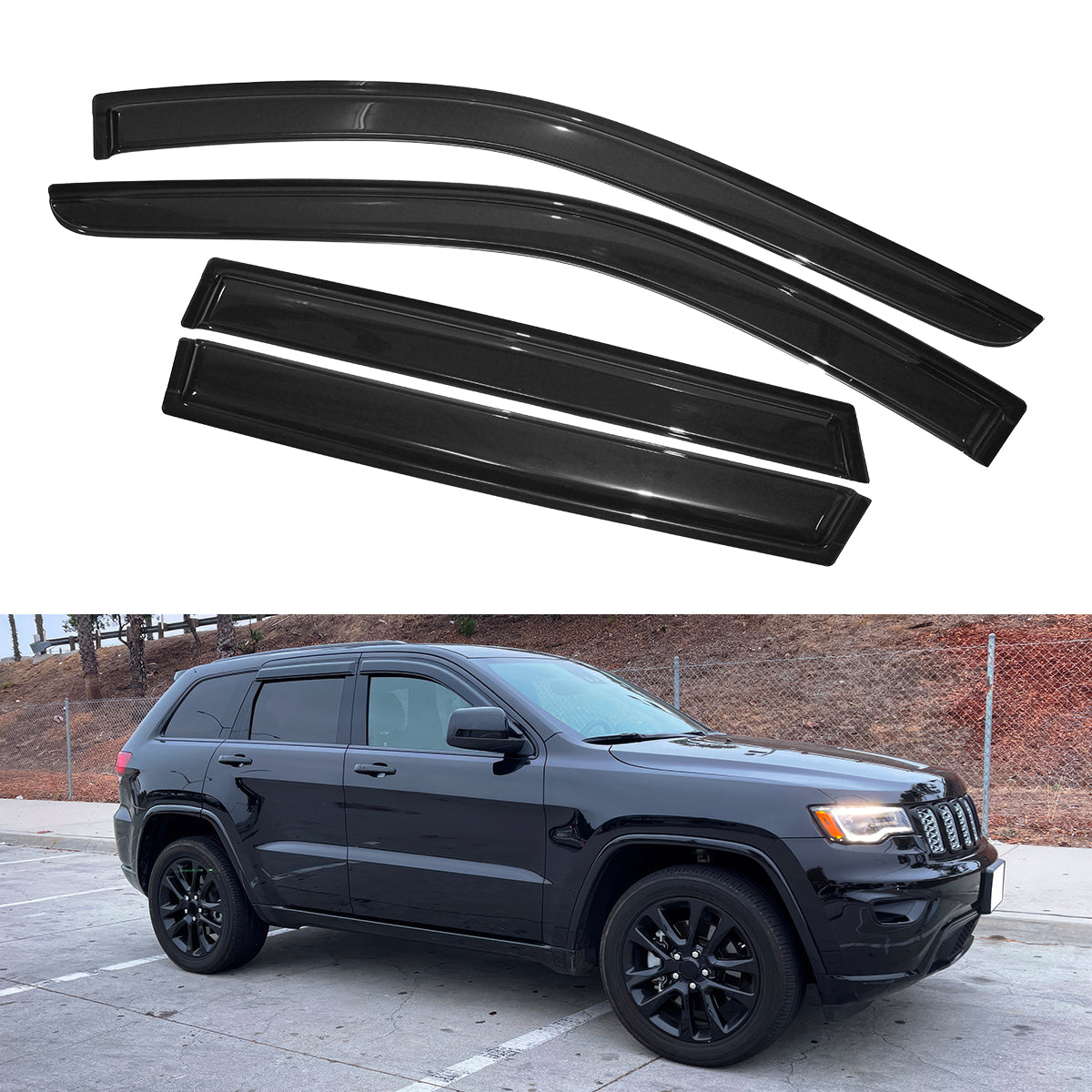 Window Visors for Jeep Grand Cherokee WK2 2011-2022 Smoke Slim Acrylic
