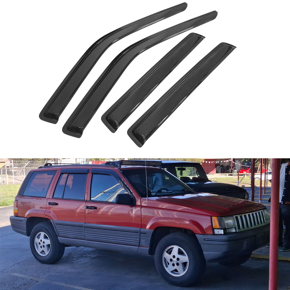 Window Visors for Jeep Grand Cherokee 1993-1998 Slim Smoke Tinted Acrylic