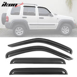 2002-2007 Jeep Liberty Visor Window Rain Guard KJ Tape on Acrylic 4PC