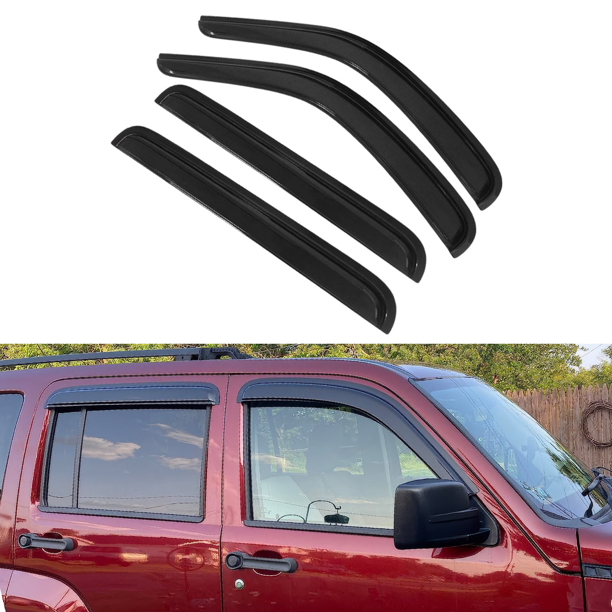 Visor Windows Guard for Jeep Liberty 2008-2014 Slim Style Smoke Acrylic
