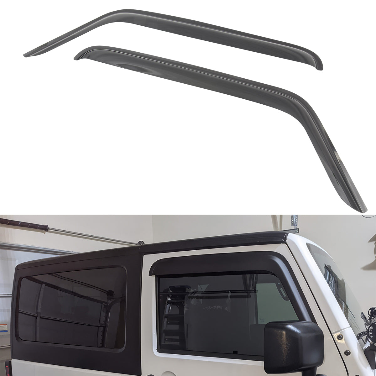 2007-2018 Jeep Wrangler Slim Style Smoke Tinted Visor Windows Acrylic