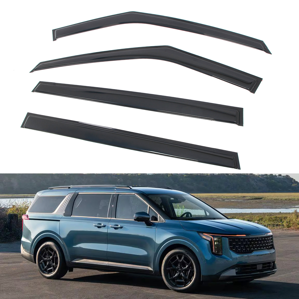 Window Visors for Kia Carnival 2022-2026 Smoke Vent Rain Guards Acrylic
