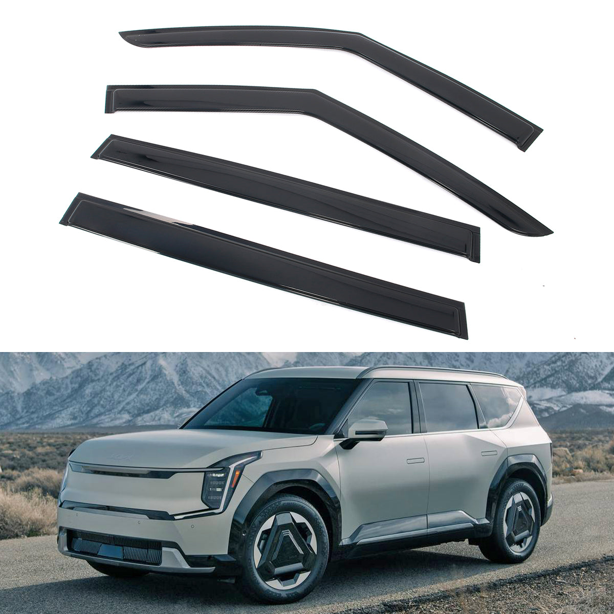 Window Visors for Kia EV9 2024-2026 Smoke Vent Rain Sun Guards Acrylic