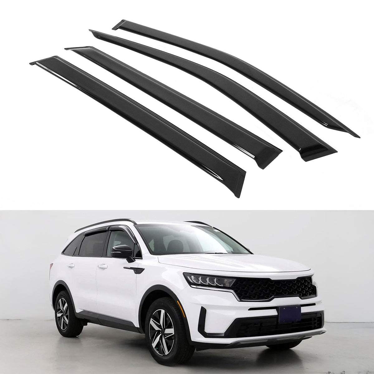 2021-2025 Kia Sorento 4DR Slim Style Black Window Visors Acrylic 4PCS