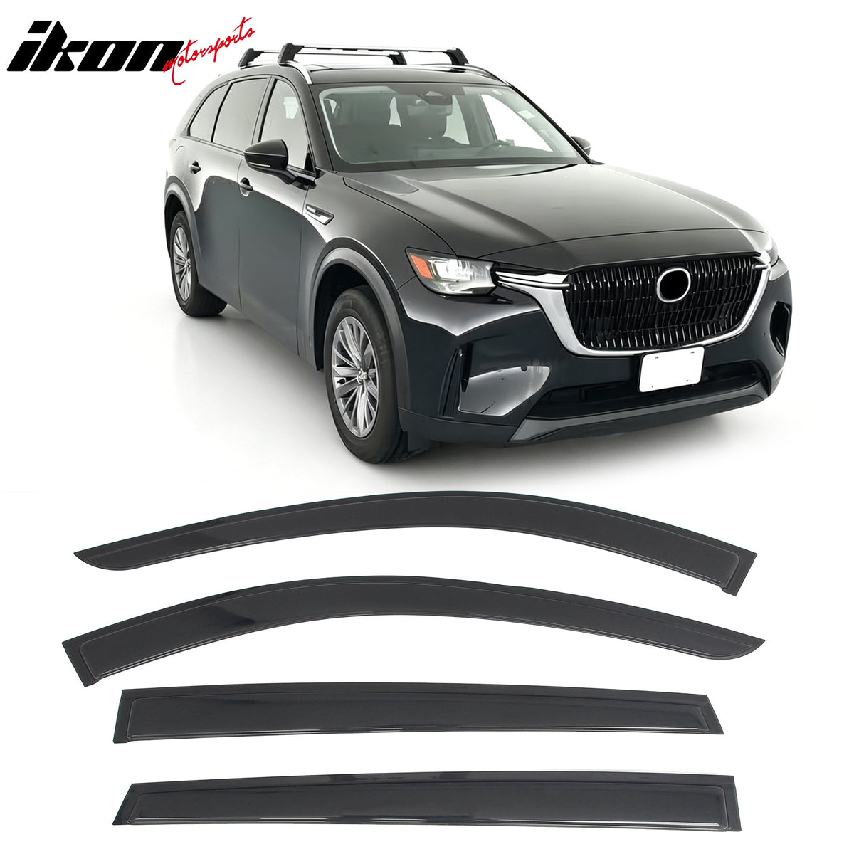 2025-2026 Mazda CX-70 & 2024-2026 CX-90 Tape-on Window Visors Sun Shades Vent Rain Guards Deflectors Acrylic Smoke/Tinted 4PCS