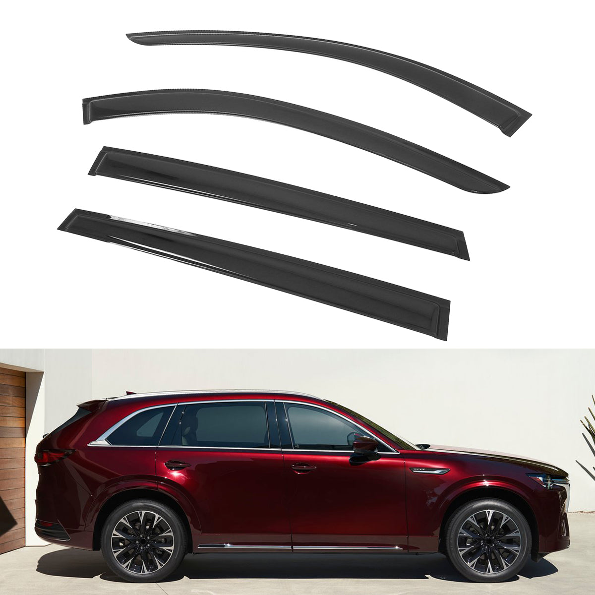 Window Visors for Mazda CX-70 CX-90 2024-2026 Smoke Vent Rain Sun Guards