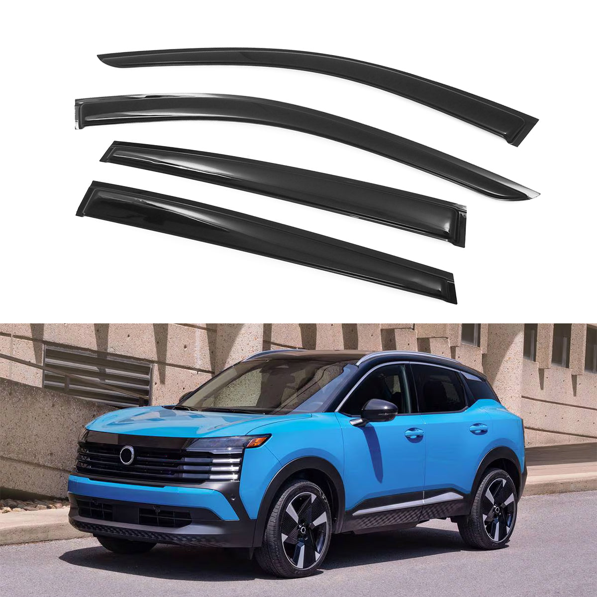Side Window Visors Vent Rain Sun Guard for Nissan Kicks 2025-2026 Smoke Acrylic