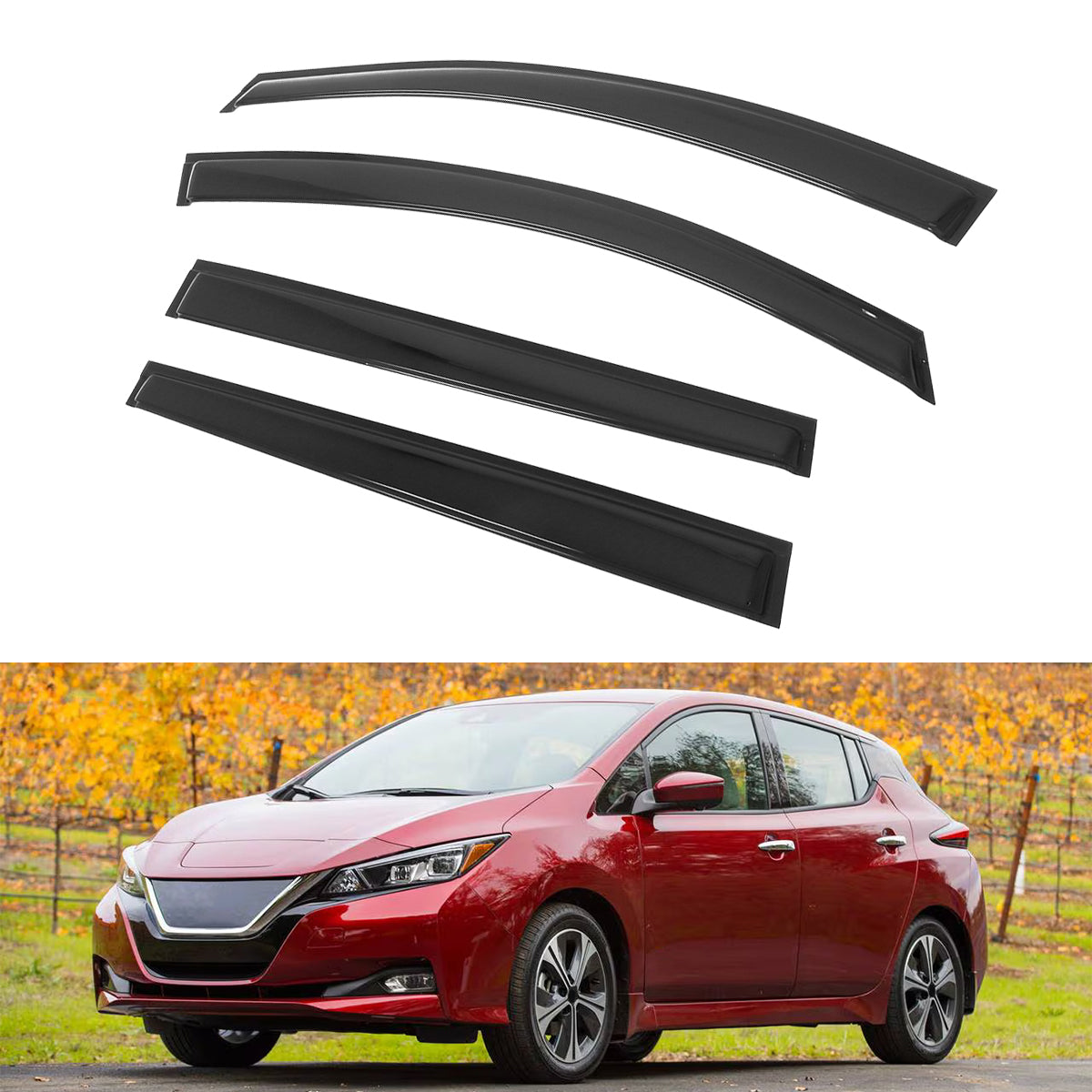 Side Window Visors for Nissan LEAF 2018-2025 Vent Rain Sun Guards Acrylic