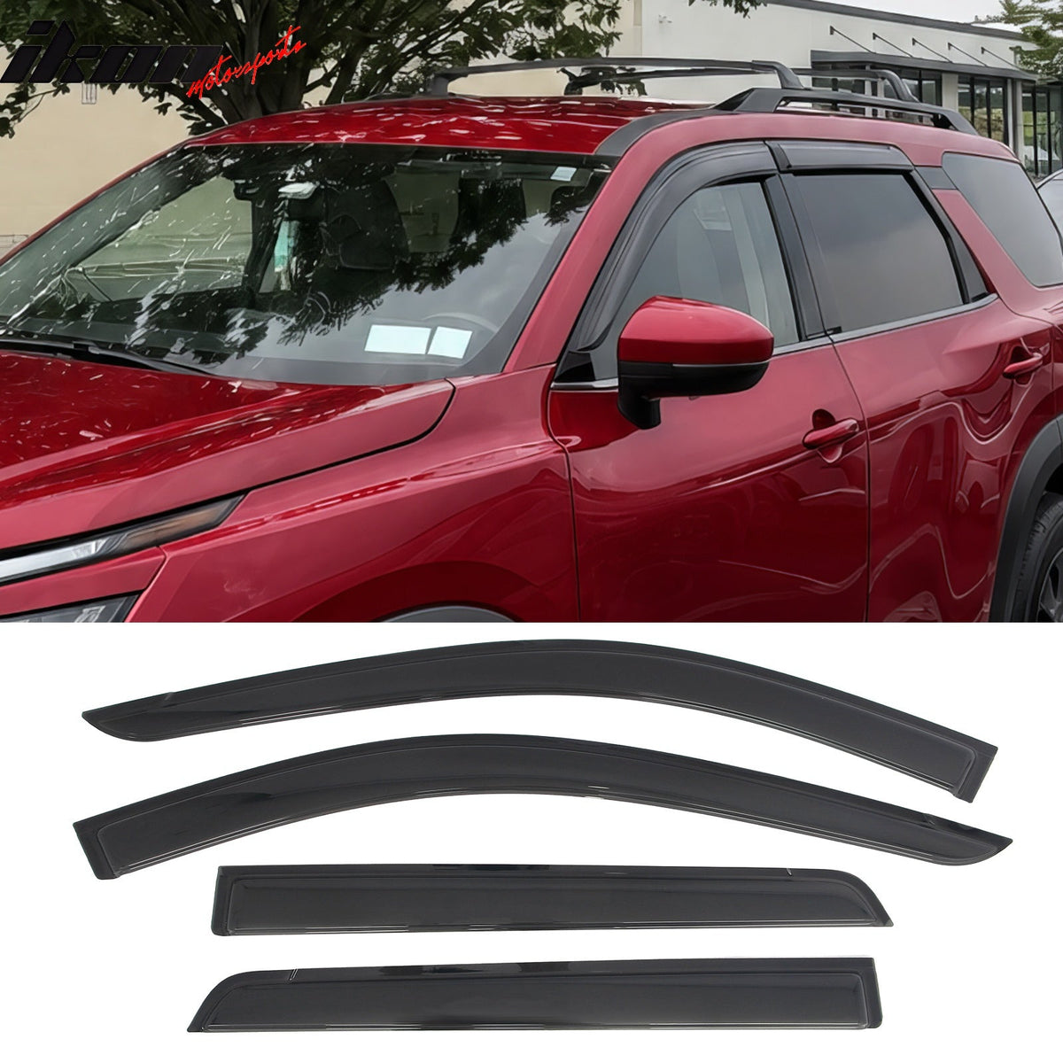 2022-2026 Nissan Pathfinder R53 Tape-on Window Visors Sun Shades Vent Rain Guards Deflectors Acrylic Smoke/Tinted 4PCS