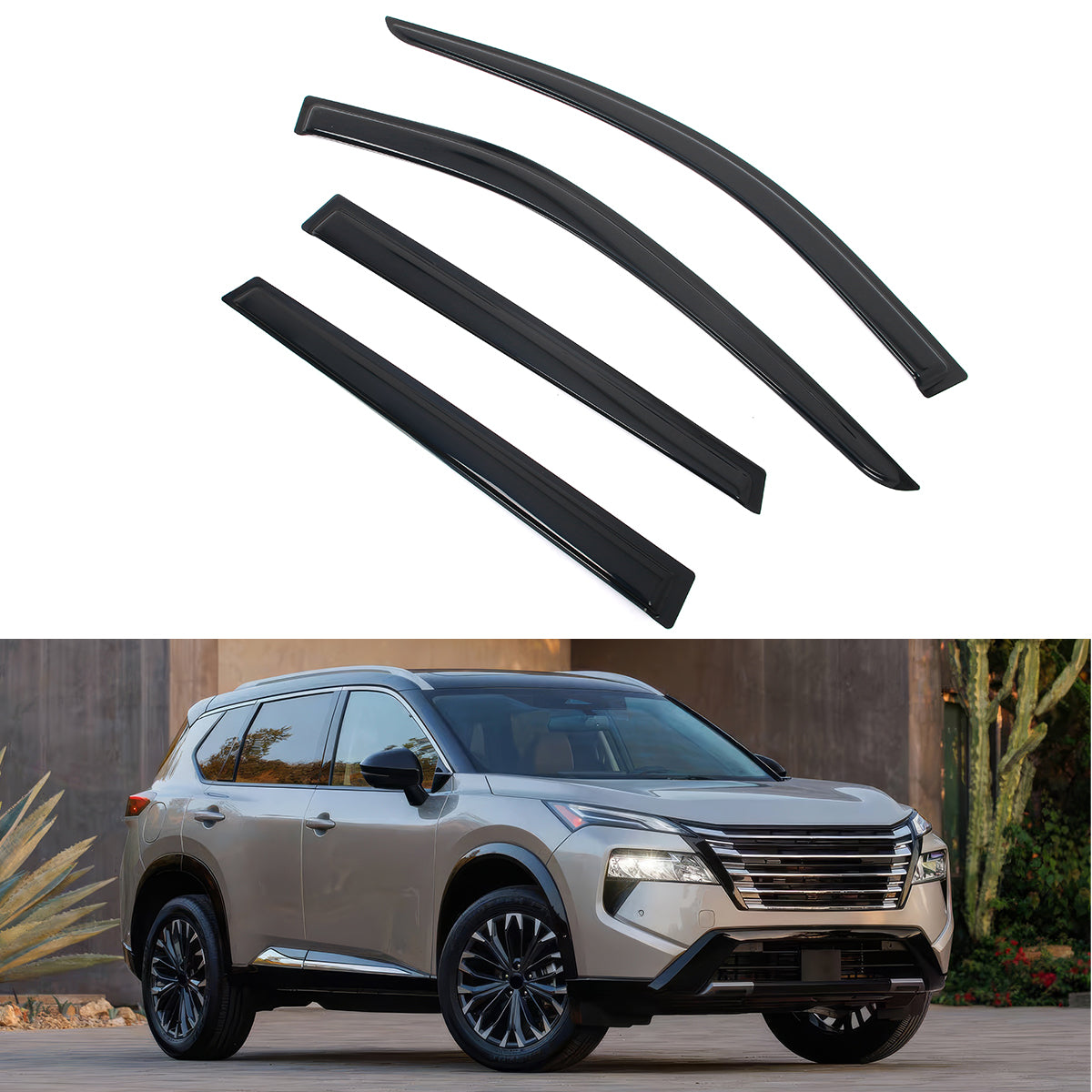 Window Visors for Nissan Rogue 2021-2026 Smoke Vent Rain Guards Acrylic
