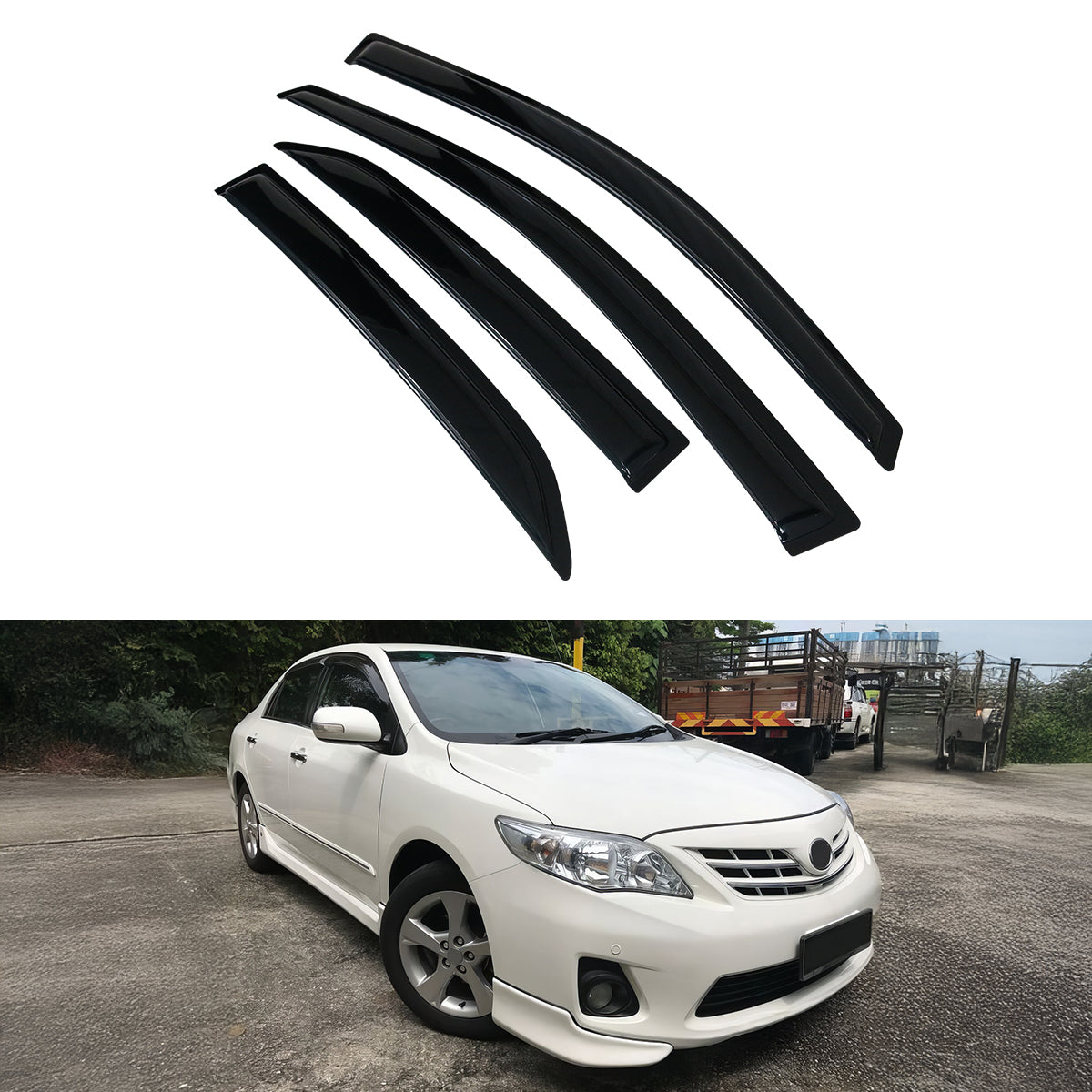 Window Visor for Toyota Corolla 2009-2013 Slim Style Smoke Tinted Acrylic