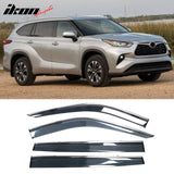 2020-2024 Toyota Highlander PC Side Window Visors w/ Chrome Trim 4PCS