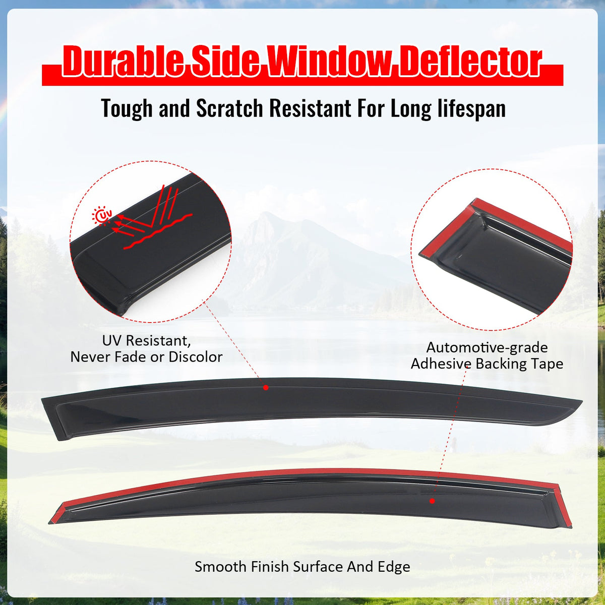 2023-2026 Toyota Prius & Prius Prime XW60 Tape-on Window Visors Sun Shades Vent Rain Guards Deflectors Acrylic Smoke/Tinted 4PCS