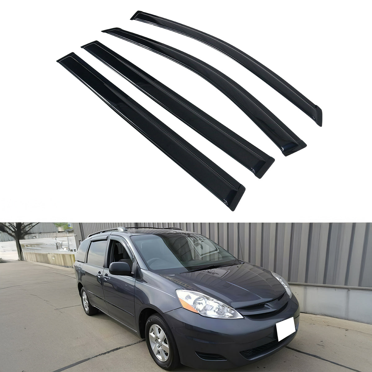 Visor Window for Toyota Sienna 2004-2010 Rain Guard Slim Style Smoke Acrylic